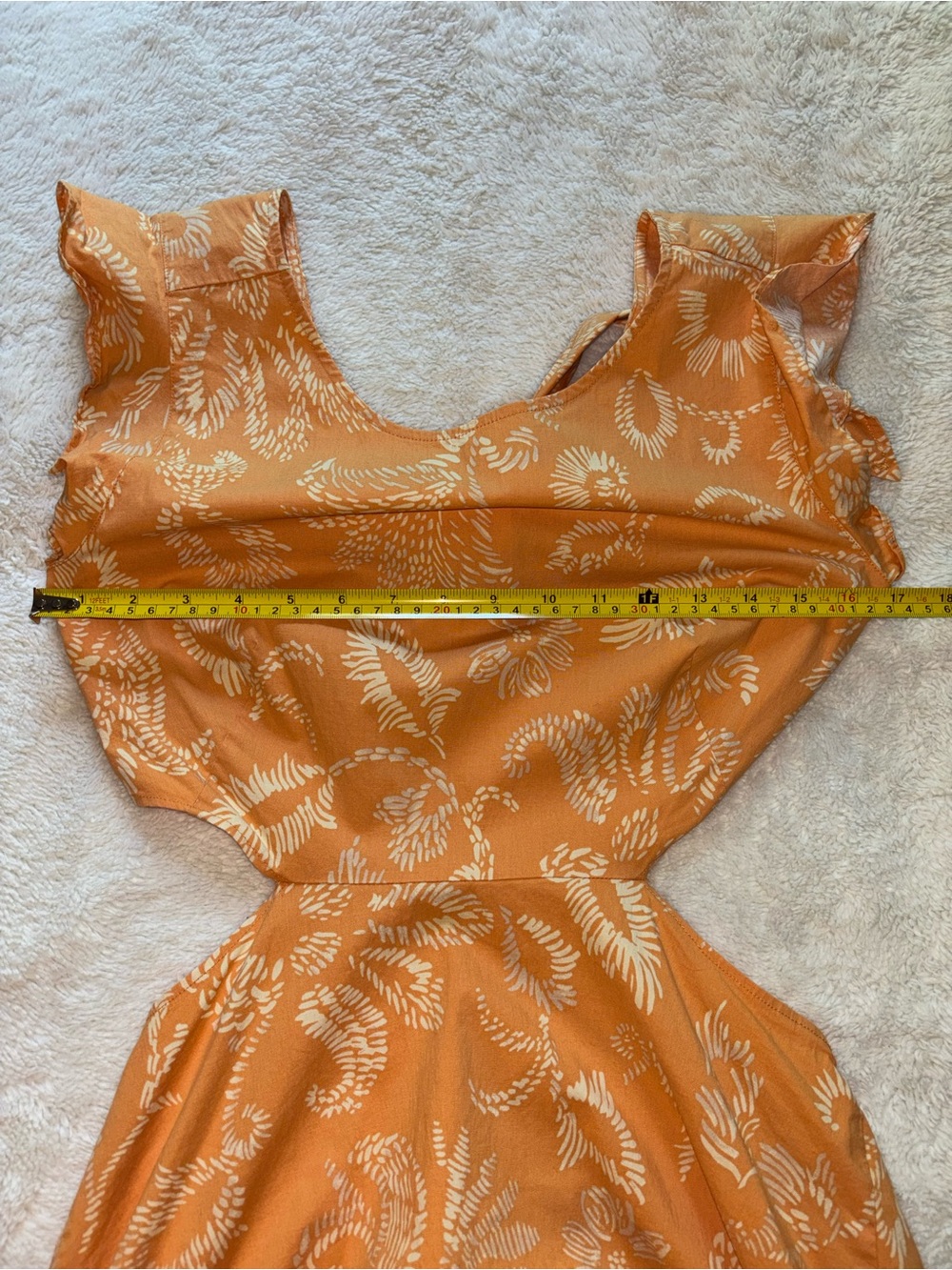 Marissa Webb x RTR Orange and White Flutter Sleeve Midi Dress - Picture 6 of 9